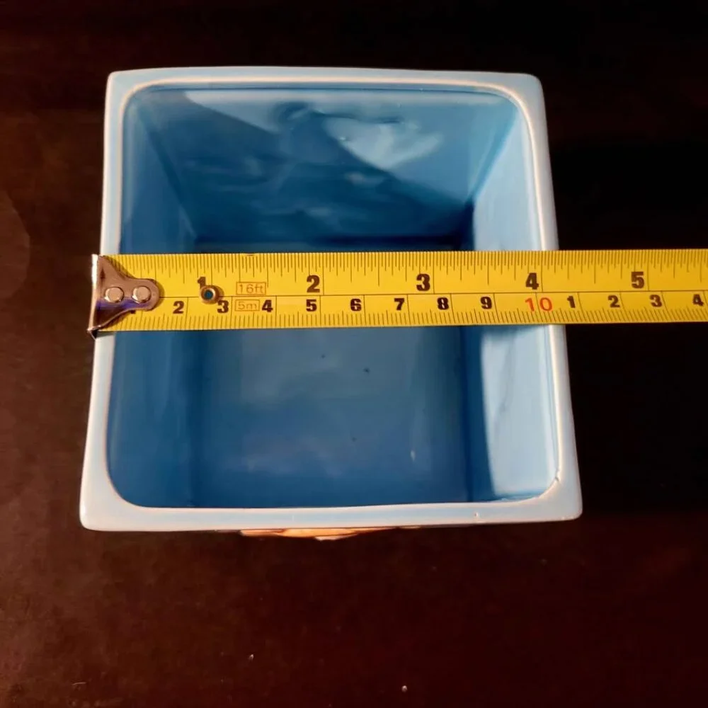 Vintage FTD 1987 Blue Ceramic Baby Nursery Planter
